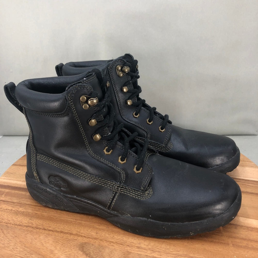Dr. Comfort Boss Leather Boots Ankle Black Lace Up Mens Size 12 M